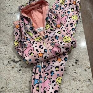 Lola + The Boys Pink Unicorn and Smiley Matching Set